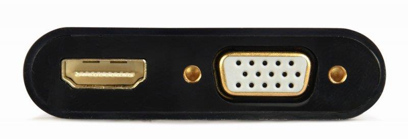 Адаптер Cablexpert VGA - HDMI+VGA (M/F), 0.15 м, Black (A-VGA-HDMI-02)