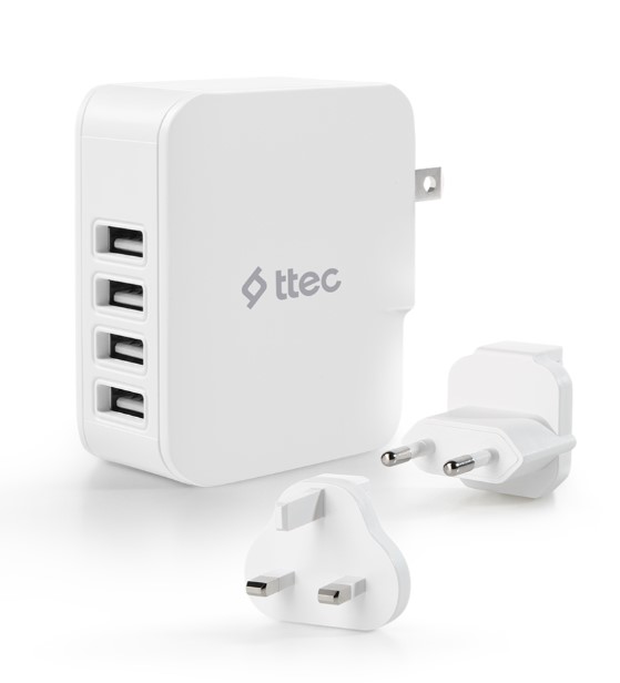 Мережевий зарядний пристрій Ttec Quattro Traveler 4хUSB 5.1A/25Вт White (2SC02BUK)