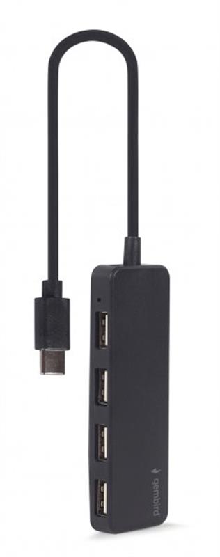 Концентратор USB Type-C Gembird 4хUSB2.0, пластик, Black (UHB-CM-U2P4-01)