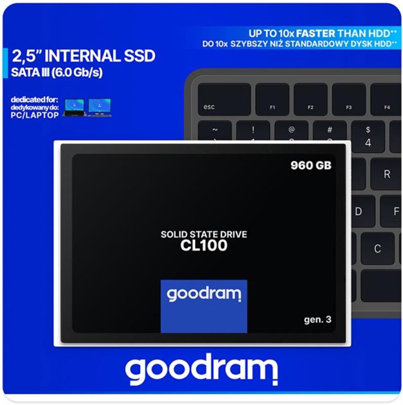 Накопичувач SSD  960GB Goodram CL100 GEN.3 2.5" SATAIII 3D TLC (SSDPR-CL100-960-G3)