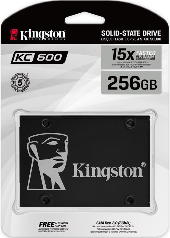 Накопичувач SSD   256GB Kingston KC600 2.5" SATAIII 3D TLC (SKC600/256G)