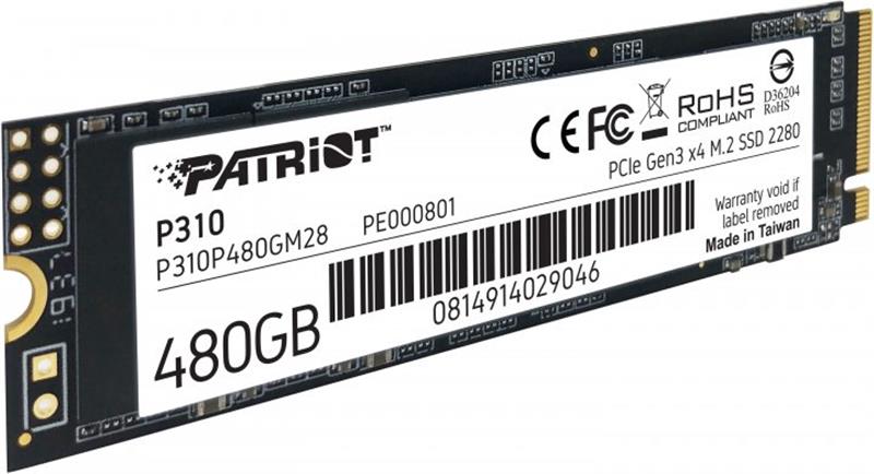 Накопичувач SSD  480GB Patriot P310 M.2 2280 PCIe NVMe 3.0 x4 TLC (P310P480GM28)