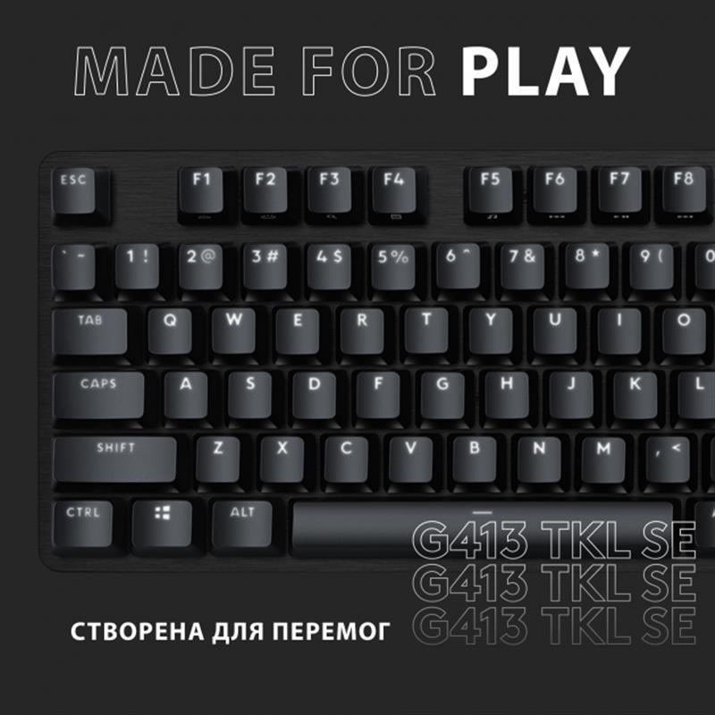 Клавiатура Logitech G413 TKL SE Corded Mechanical Gaming Keyboard Black (920-010446)