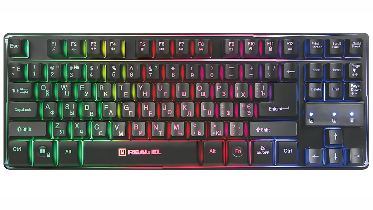 Клавіатура REAL-EL Gaming 8710 TKL Backlit Ukr Black