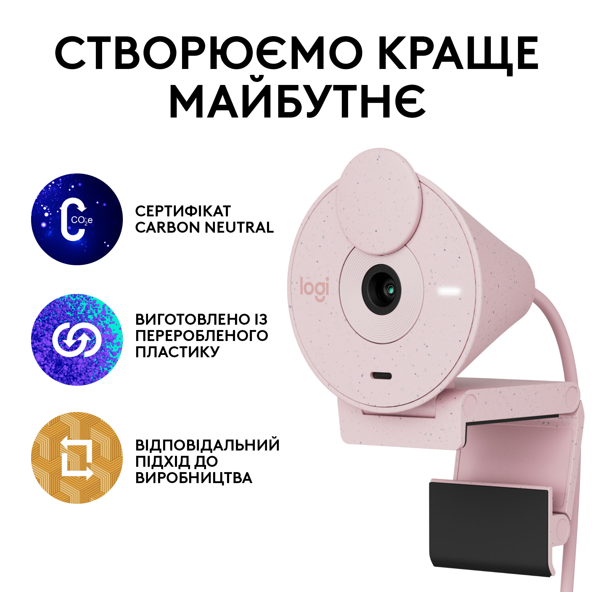 Веб-камера Logitech Brio 300 Rose (960-001448)