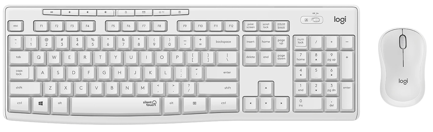 Комплект (клавiатура, миша) бездротовий Logitech MK295 Combo White USB (920-009824)