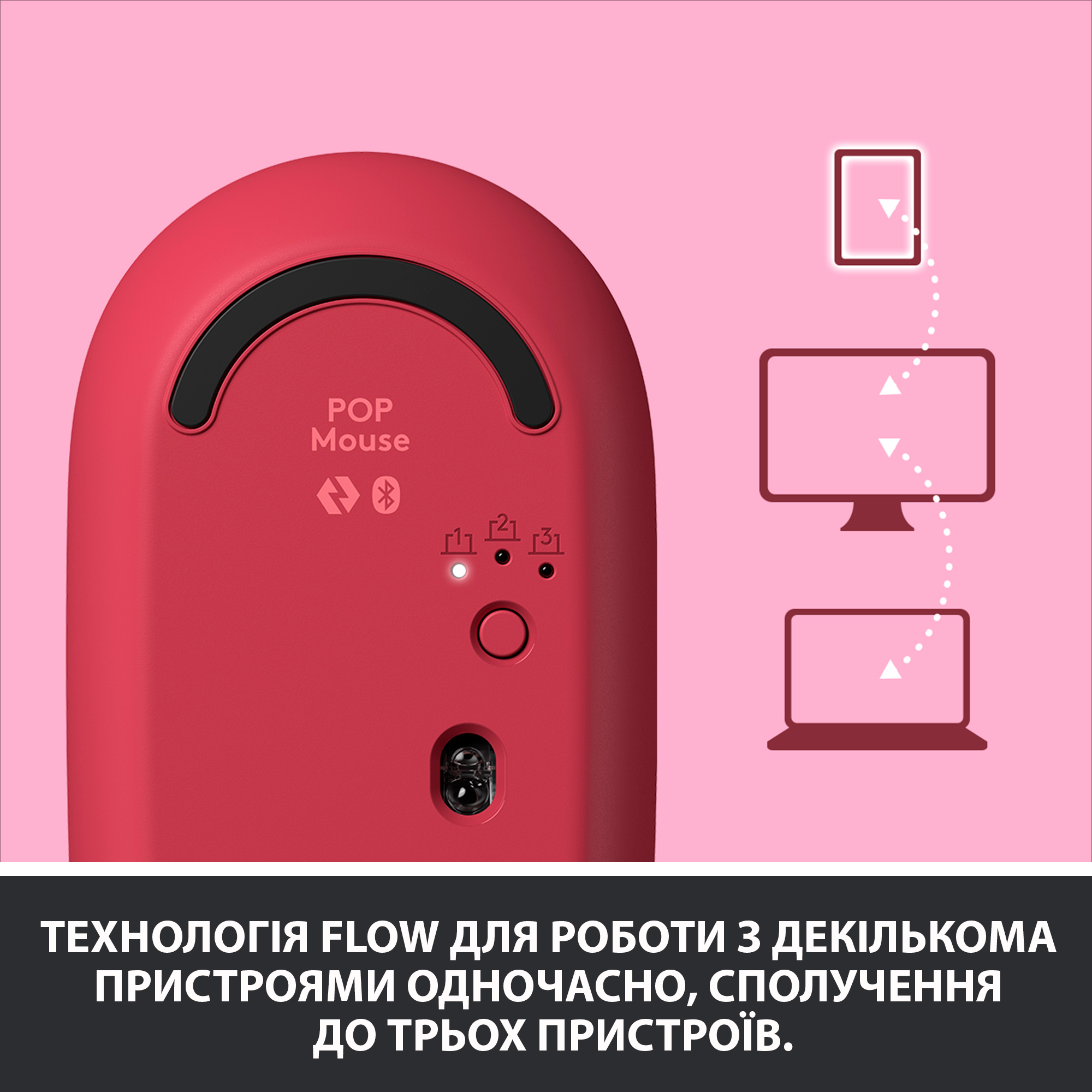 Миша бездротова Logitech POP Mouse Bluetooth Heartbreaker Rose (910-006548)