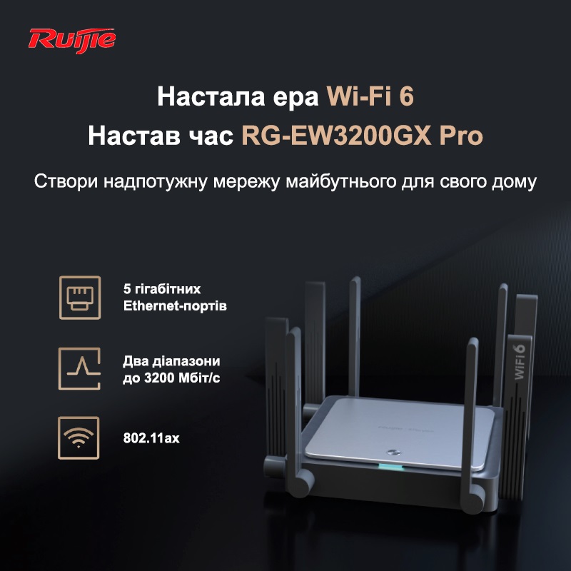 Бездротовий маршрутизатор Ruijie Reyee RG-EW3200GX PRO