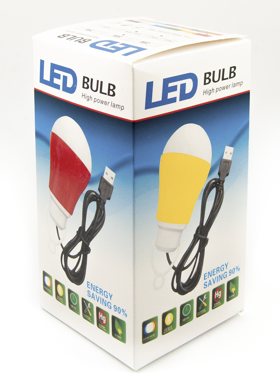 USB-світильник з LED-лампочкою Dengos, шнур ~1м, 5V, 5W, Green (LED-BULB-5V5W-GREEN)