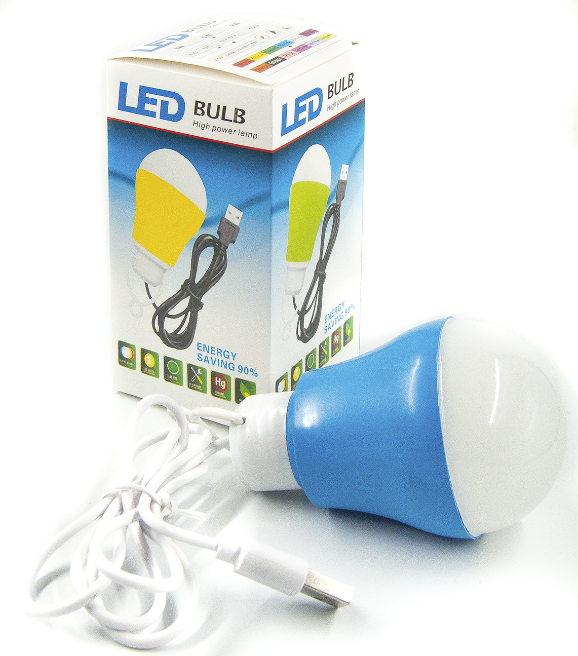 USB-світильник з LED-лампочкою Dengos, шнур ~1м, 5V, 5W, Blue (LED-BULB-5V5W-BLUE)