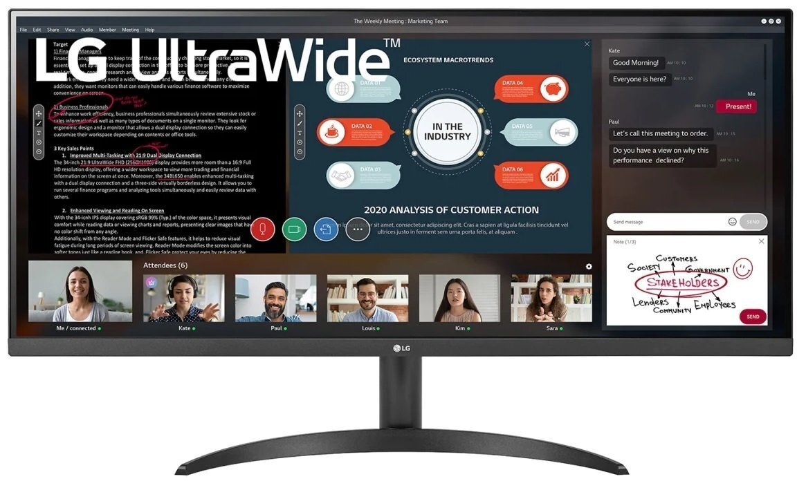 Монiтор LG 34" UltraWide 34WP500-B IPS Black