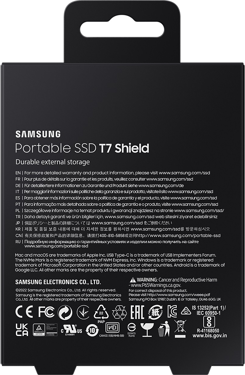 Накопичувач зовнішній SSD 2.5" USB 1.0TB Samsung T7 Shield Black (MU-PE1T0S/EU)