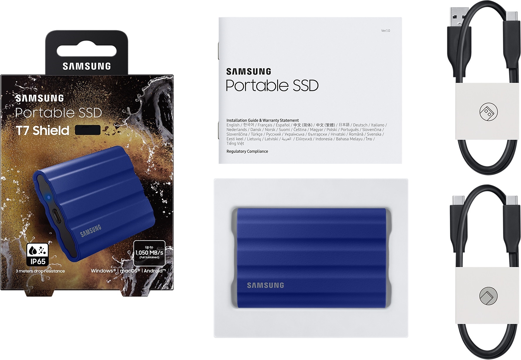 Накопичувач зовнішній SSD 2.5" USB 2.0TB Samsung T7 Shield Blue (MU-PE2T0R/EU)