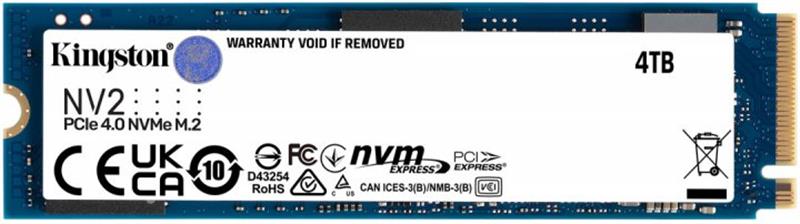 Накопичувач SSD 4TB M.2 NVMe Kingston NV2 M.2 2280 PCIe Gen4.0 x4 (SNV2S/4000G)