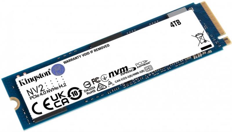 Накопичувач SSD 4TB M.2 NVMe Kingston NV2 M.2 2280 PCIe Gen4.0 x4 (SNV2S/4000G)