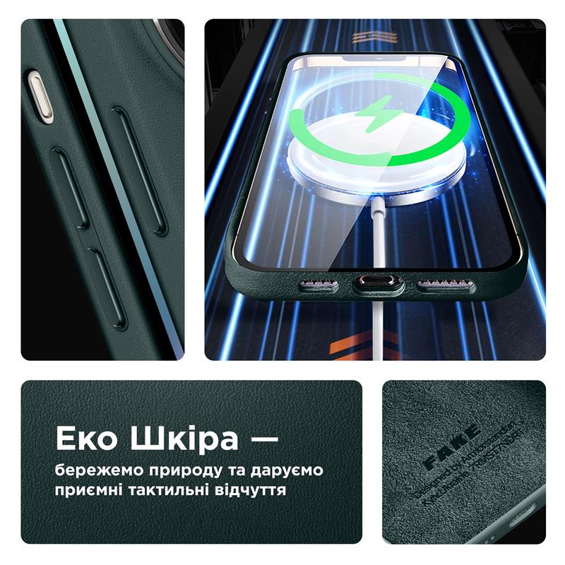 Чохол-накладка Armorstandart Fake Leather для Apple iPhone 14 Shirt Green (ARM64393)