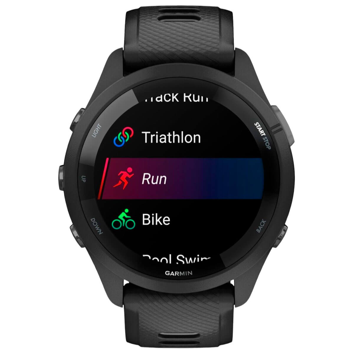 Смарт-годинник Garmin Forerunner 265 Black Bezel and Case with Black/Powder Gray Silicone Band (010-02810-50)