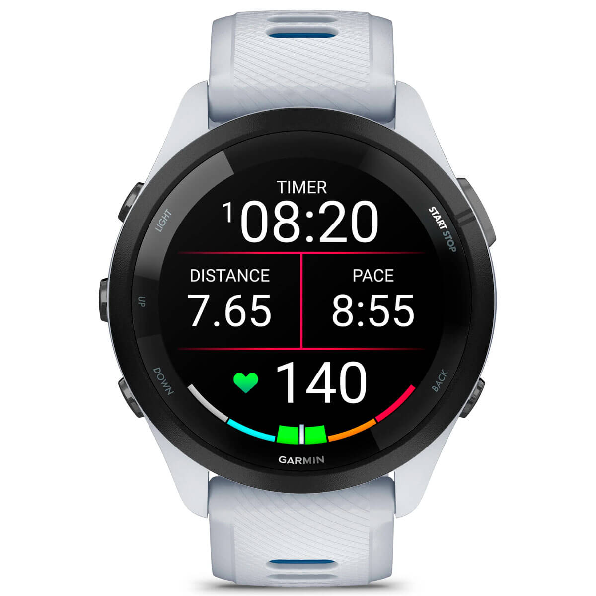 Смарт-годинник Garmin Forerunner 265 Black Bezel with Whitestone Case and Whitestone/Tidal Blue Silicone Band (010-02810-51)