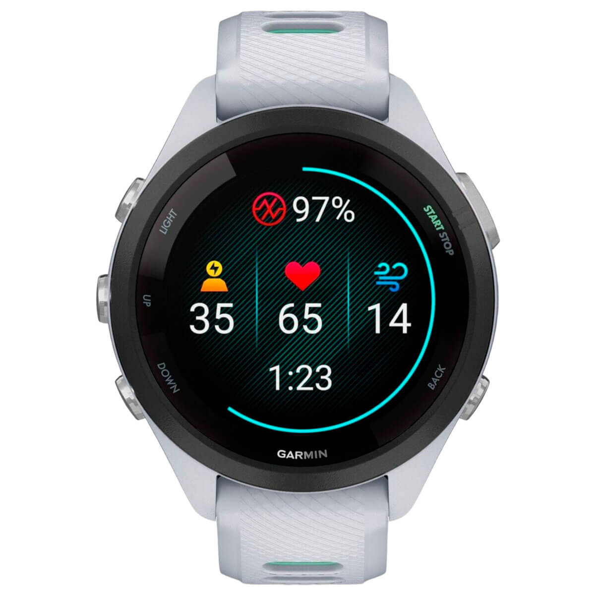 Смарт-годинник Garmin Forerunner 265S Black Bezel with Whitestone Case and Whitestone/Neo Tropic Silicone Band (010-02810-54)