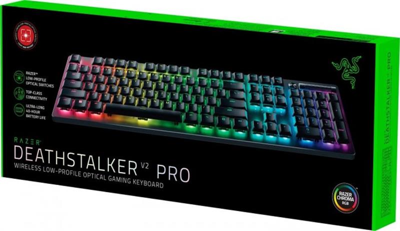 Клавіатура бездротова Razer DeathStalker V2 Pro Wireless Red Switch RU Black (RZ03-04360800-R3M1)