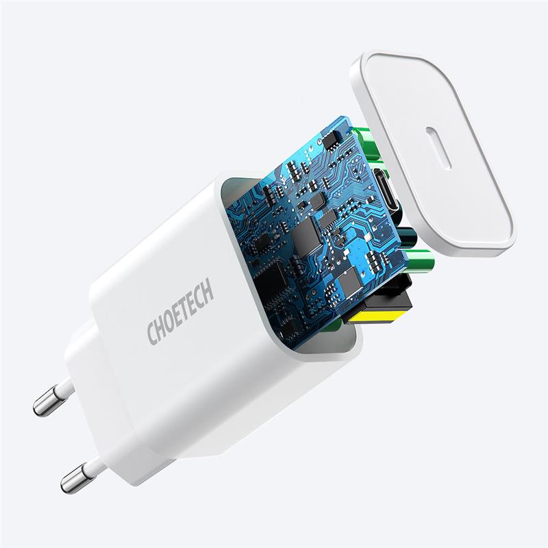 Мережевий зарядний пристрій Choetech (1USBх3A) Type-C PD20W Charger White (Q5004-V5)