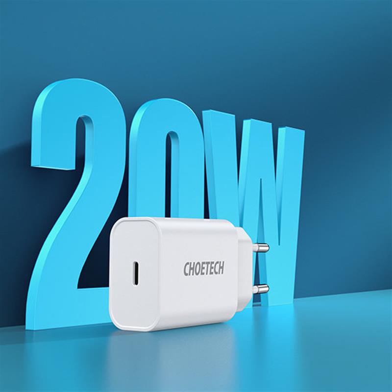 Мережевий зарядний пристрій Choetech (1USBх3A) Type-C PD20W Charger White (Q5004-V5)