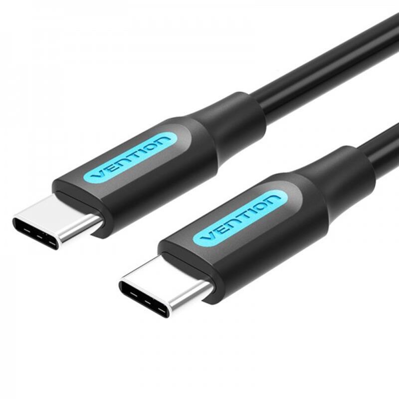 Кабель Vention USB Type-C - USB Type-C (M/M), TPE Round PD 60W, 3 A, 1.5 м, Black (COSBG)