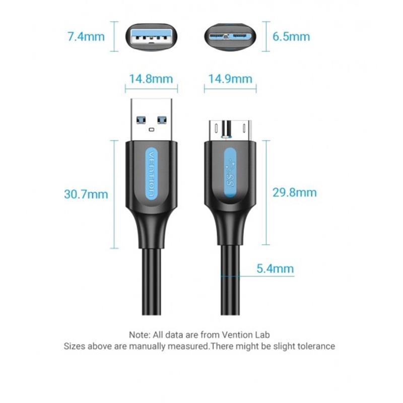 Кабель Vention USB - micro USB Type-B (M/M), PVC, Round nickel-plated, 0.5 м, Black (COPBD)