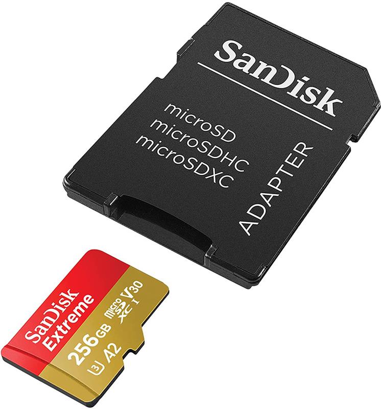 Карта пам`ятi MicroSDXC 256GB C10 UHS-I SanDisk Extreme V30 U3 R190/W130MB/s + SD (SDSQXAV-256G-GN6MA)