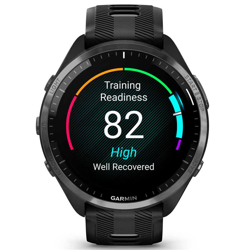 Смарт-годинник Garmin Forerunner 965 Carbon Gray DLC Titanium Bezel with Black Case and Black/Powder Gray Silicone Band (010-02809-80)