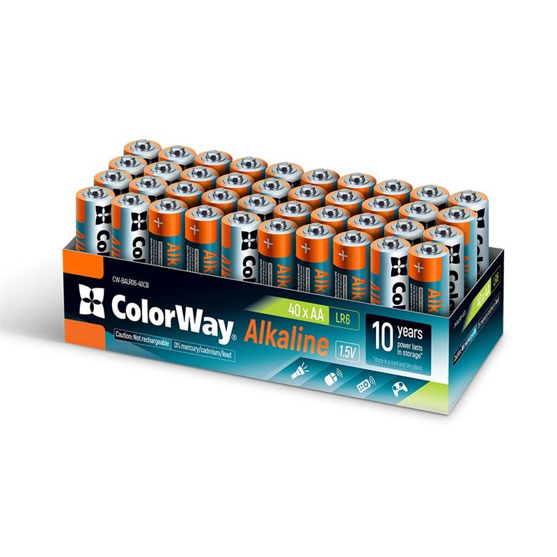 Батарейка ColorWay Alkaline Power AA / LR06 Colour Box 40шт (1527827)