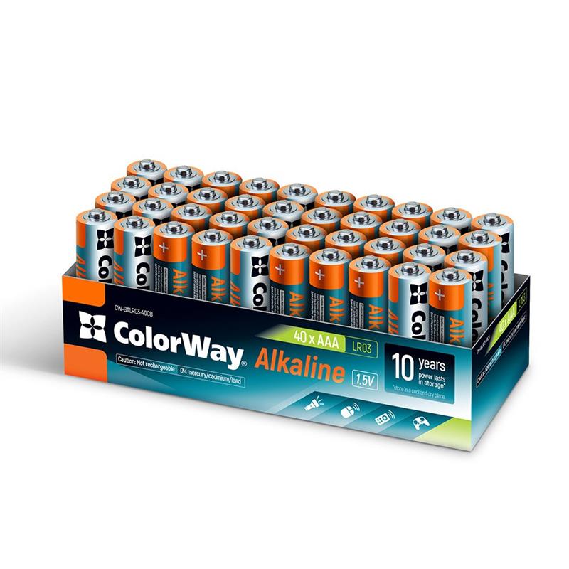 Батарейка ColorWay Alkaline Power AAA / LR03 Colour Box 40шт (1527830)