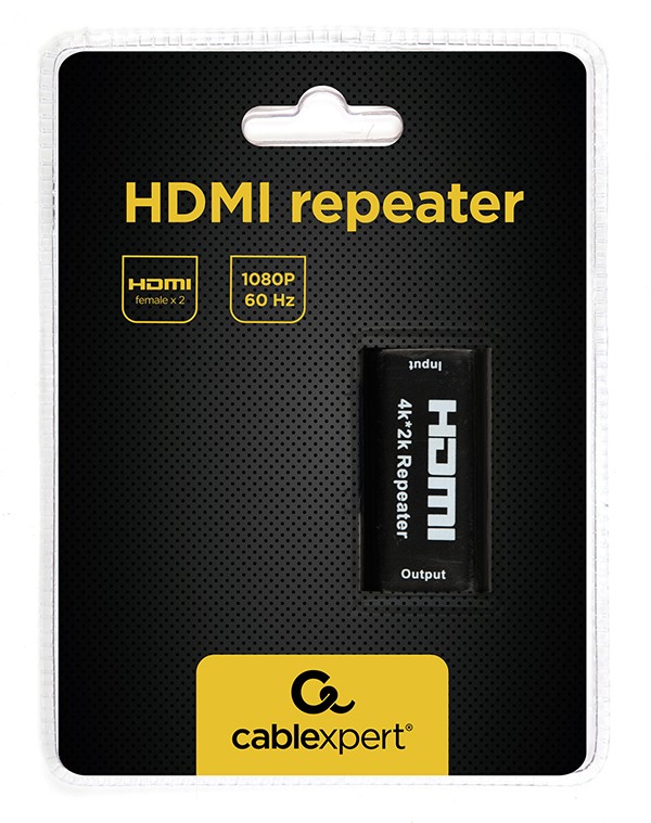 Ретранслятор Cablexpert HDMI - HDMI (F/F), 19+19пин, Black (DRP-HDMI-02)