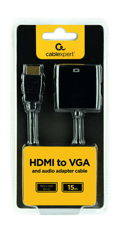 Адаптер Cablexpert HDMI - VGA V 1.4 (M/F), 0.15 м, Black (A-HDMI-VGA-03)