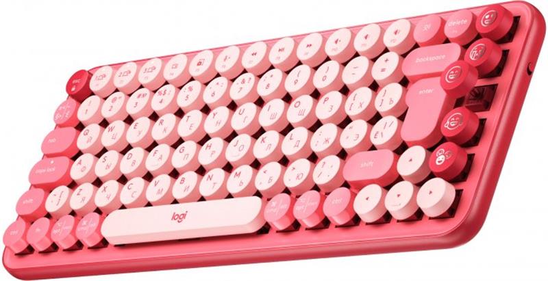 Клавiатура бездротова Logitech Pop Wireless Heartbreaker Rose (920-010737)