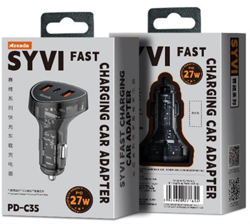 Автомобільний зарядний пристрій Proda Azeada SYVI PD-C35 (2USB 3A; USC-C 3A) Black (PD-C35-BK)