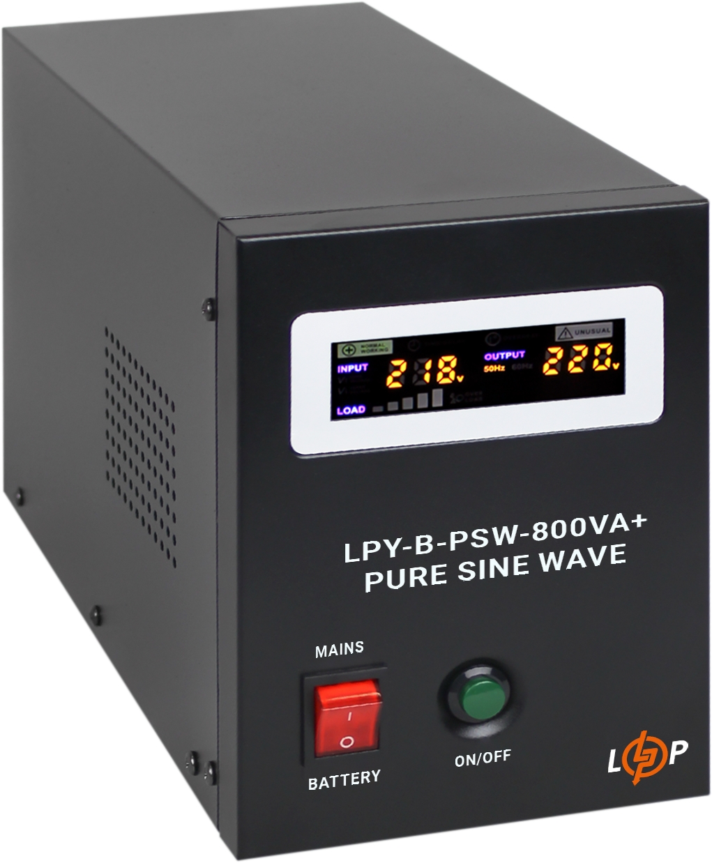 Джерело безперебійного живлення LogicPower LPY-B-PSW-800VA+ (560Вт)5A/15A, з правильною синусоїдою 12V