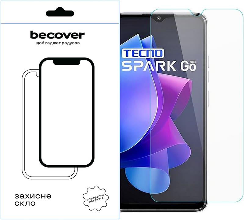 Захисне скло BeCover для Tecno Spark Go 2023 (BF7) Crystal Clear Glass 3D (709263)