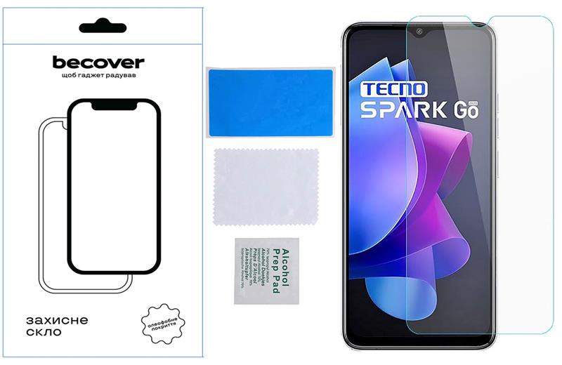 Захисне скло BeCover для Tecno Spark Go 2023 (BF7) Crystal Clear Glass 3D (709263)