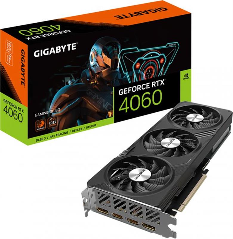 Відеокарта GF RTX 4060 8GB GDDR6 Gaming OC Gigabyte (GV-N4060GAMING OC-8GD)