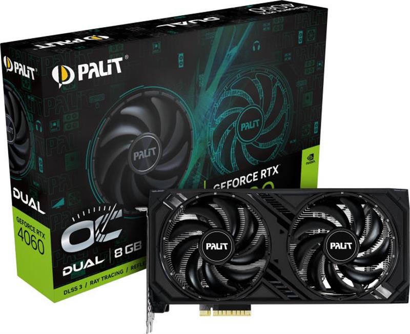 Відеокарта GF RTX 4060 8GB GDDR6 Dual OC Palit (NE64060T19P1-1070D)