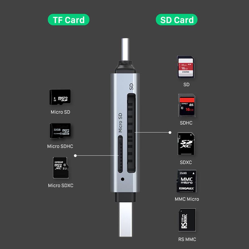 Кардрідер Cabletime USB3.0 A + USB TYPE C, SD/TF, 5Gbps (CB46G)