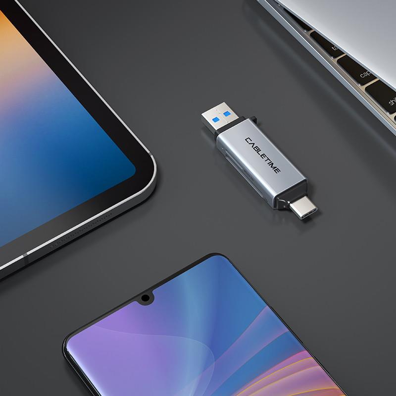 Кардрідер Cabletime USB3.0 A + USB TYPE C, SD/TF, 5Gbps (CB46G)