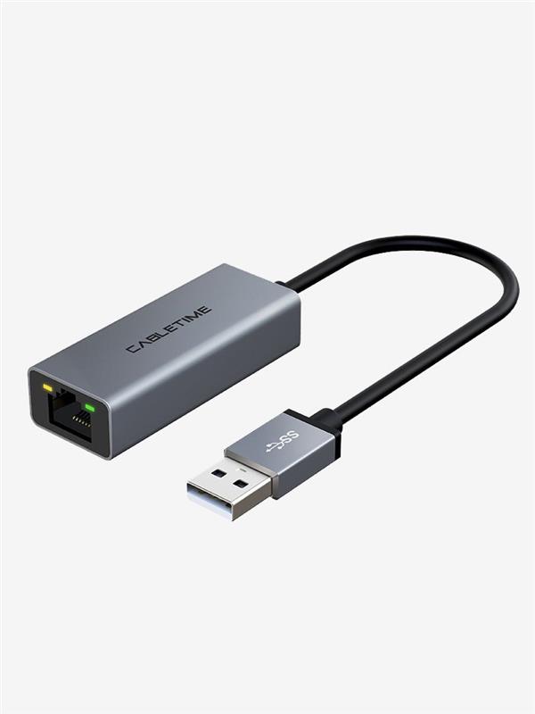 Мережевий адаптер Cabletime USB 100Mbps Ethernet, 0.15m,Space Grey (CB52G)