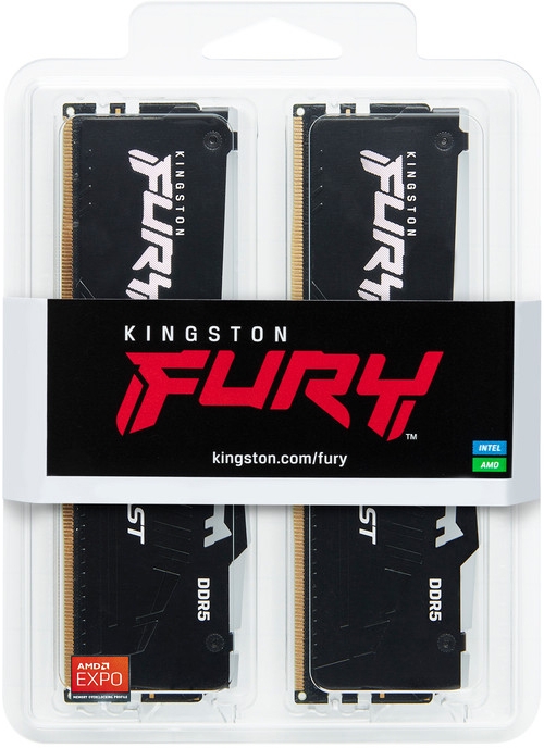 Модуль пам`яті DDR5 2x32GB/5200 Kingston Fury Beast RGB Black (KF552C40BBAK2-64)