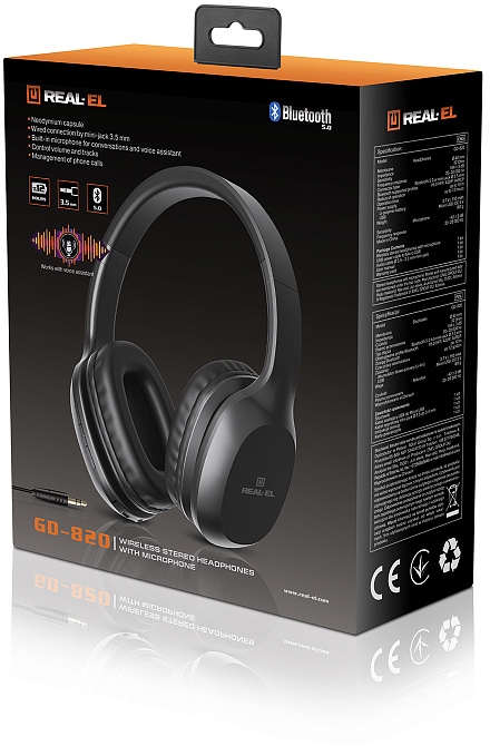 Bluetooth-гарнітура REAL-EL GD-820 Black