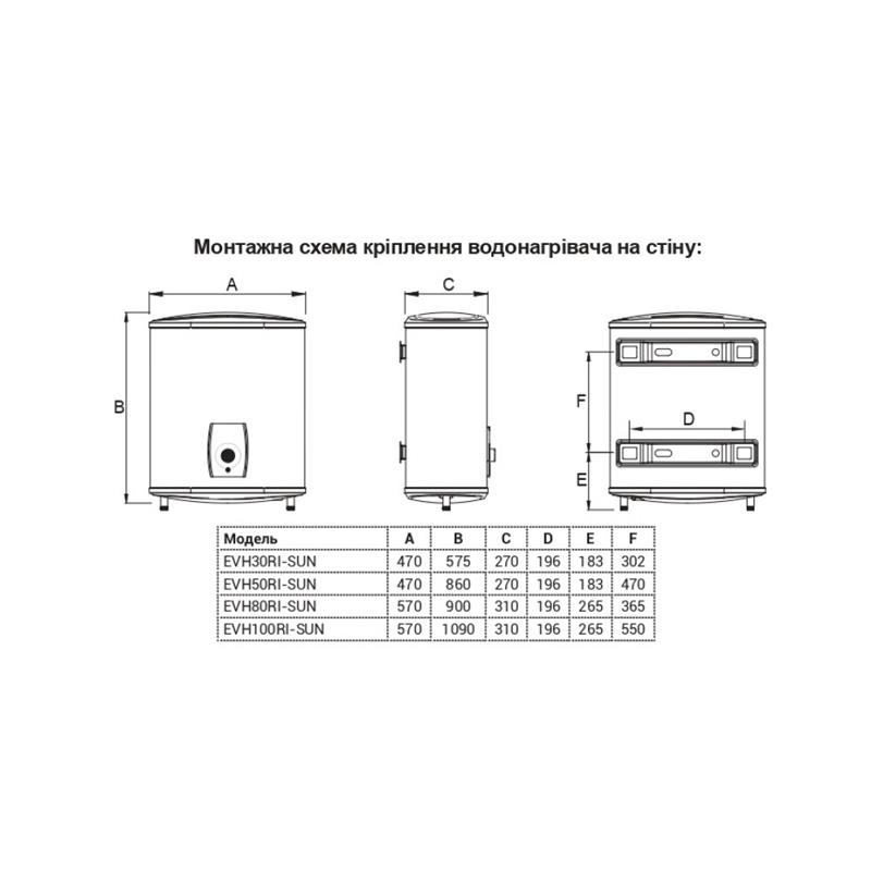 Водонагрівач Willer EVH100RI серія Sun