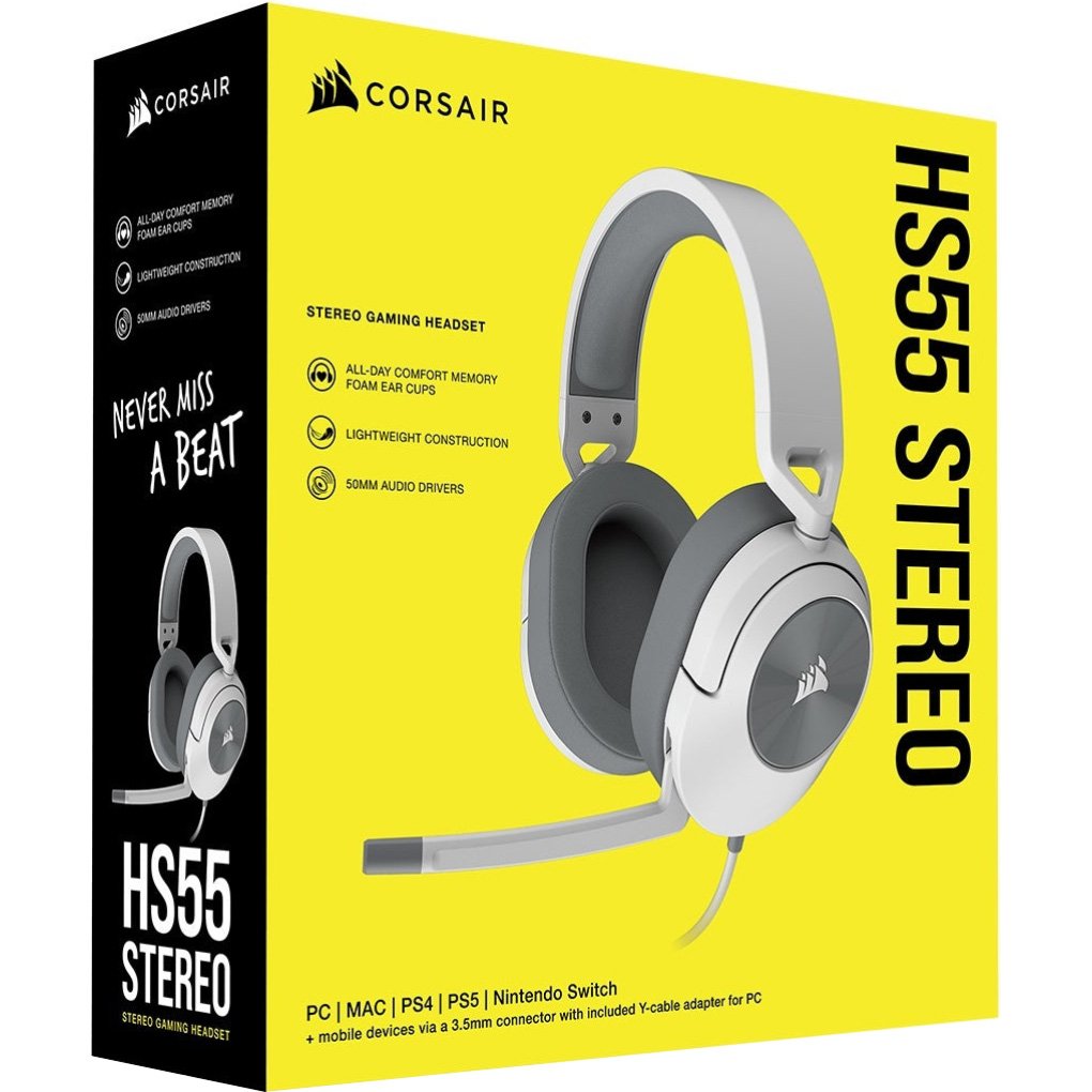 Гарнiтура Corsair HS55 Stereo Headset White (CA-9011261-EU)