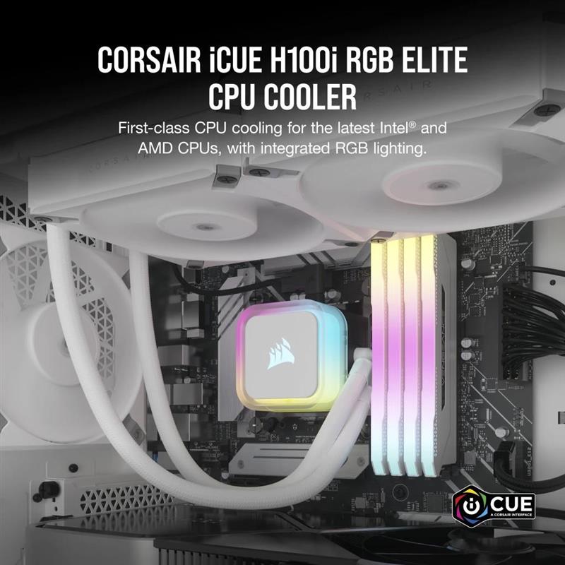 Система водяного охолодження Corsair iCUE H100i RGB Elite Liquid CPU Cooler White (CW-9060078-WW)