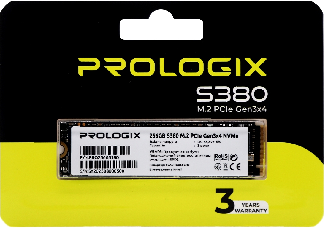 Накопичувач SSD  256GB Prologix S380 M.2 2280 PCIe 3.0 x4 NVMe TLC (PRO256GS380)